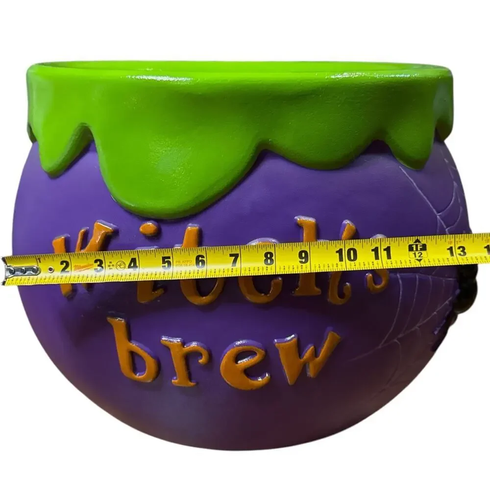 Mr. Christmas Halloween Cauldron Purple Green Orange Lit Blow Mold Candy Bowl